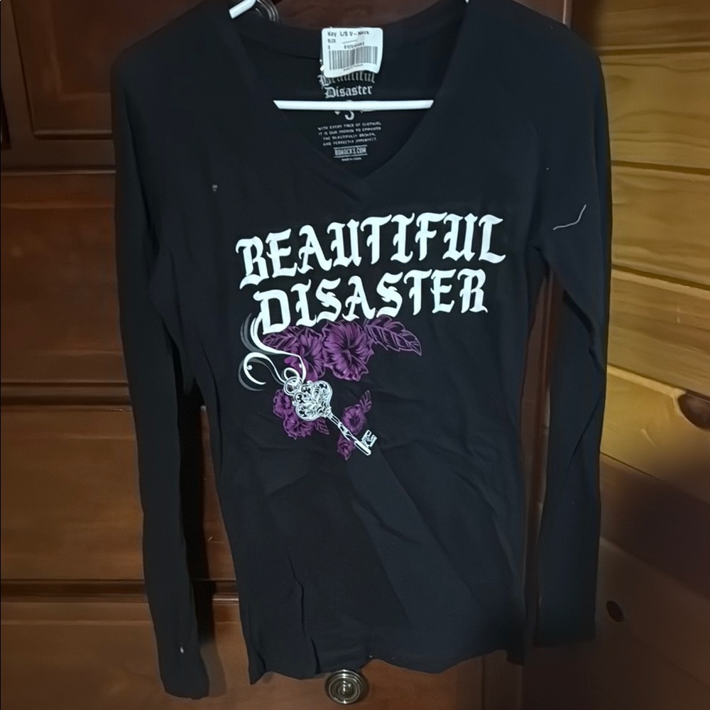 Beautiful Disaster Black Long Sleeve Top